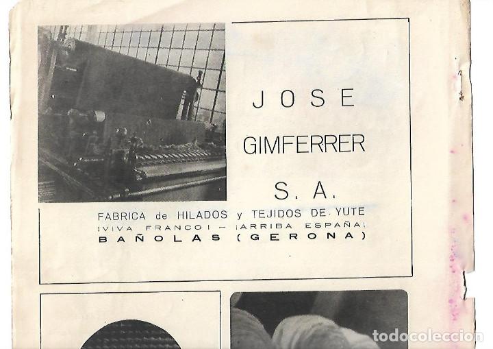 Collectionnisme: A&Ntilde;O 1939 PUBLICIDAD JOSE GIMFERRER FABRICA HILADOS TEJIDOS DE YUTE BA&Ntilde;OLAS BANYOLES GIRONA