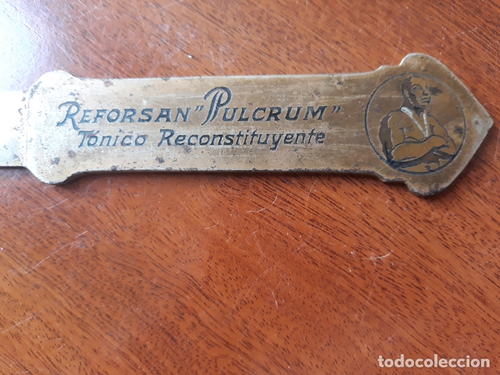 Coleccionismo: Abrecartas con publicidad- reforsan pulcrum t&oacute;nico reconstituyente- j. Vilaro barcelona- PP Siglo xx