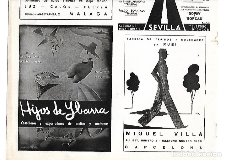 Coleccionismo: A&Ntilde;O 1939 PUBLICIDAD ACEITE HIJOS DE YBARRA FABRICA TEJIDOS MIGUEL VILLA RUBI BARCELONA