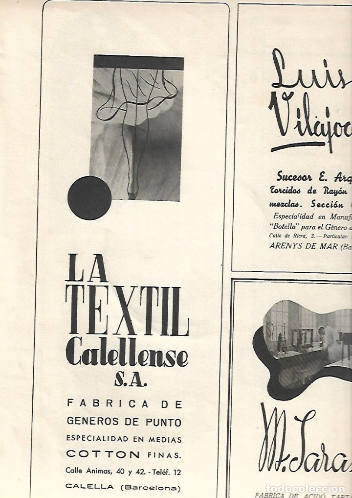 Collecting paper: A&Ntilde;O 1939 PUBLICIDAD LA TEXTIL CALELLENSE FABRICA DE GENEROS DE PUNTO CALELLA BARCELONA