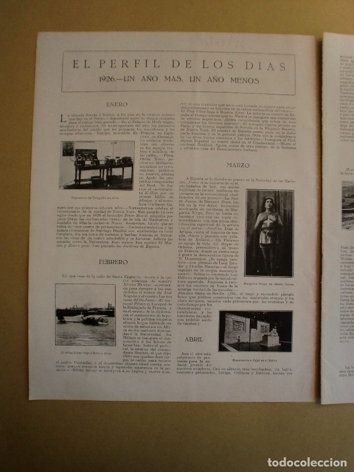 Collectionnisme: EL PERFIL DE LOS DIAS 1926 UN A&Ntilde;O MAS UN A&Ntilde;O MENOS - 31/12/1926