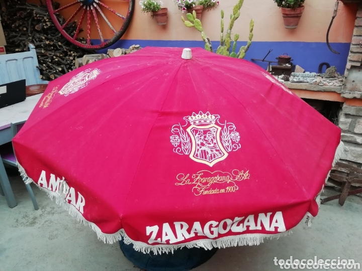 Coleccionismo: Vieja sombrilla de cerveza ambar la zaragozana, Zaragoza