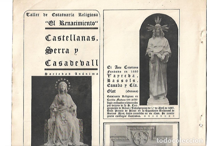 Sammelleidenschaft Papier: A&Ntilde;O 1939 PUBLICIDAD ARTE RELIGIOSO EL ARTE CRISTIANO VAYREDA BASSOLS CASABO OLOT ESTATUARIA RELIGIOS