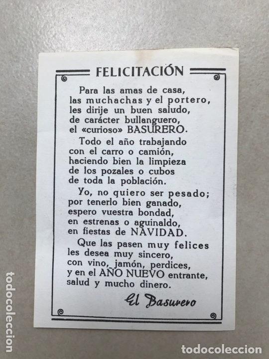 Coleccionismo: Felicitacion de El Basurero - Foto 2