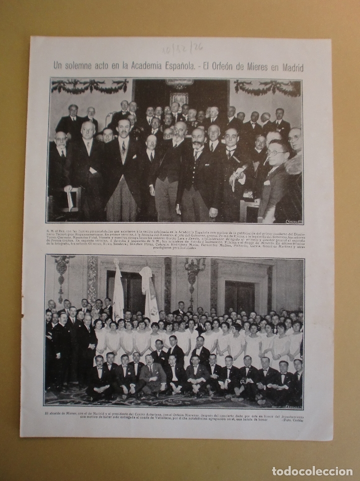 Coleccionismo: EL ORFE&Oacute;N DE MIERES EN LA ACADEMIA ESPA&Ntilde;OLA DE MADRID - SUERO CAPILAR TITAN - 10/12/1926