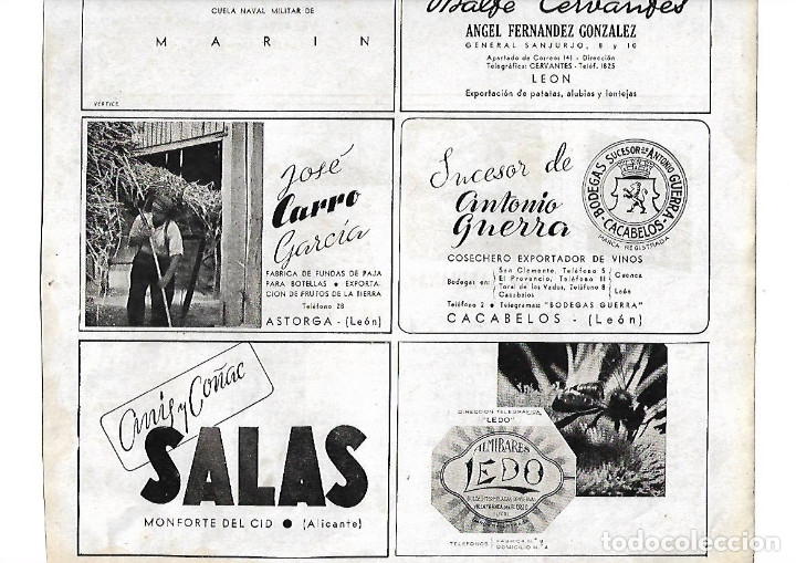 Collezionismo: A&Ntilde;O 1940 PUBLICIDAD JOSE CARRO GARCIA ASTORGA BODEGAS SUCESOR ANTONIO GUERRA CACABELOS LEON
