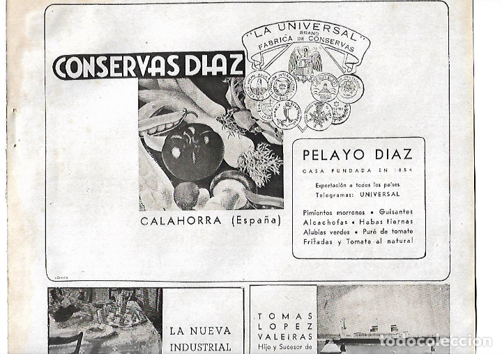 Collezionismo: A&Ntilde;O 1940 PUBLICIDAD CONSERVAS DIAZ CALAHORRA LA UNIVERSAL FABRICA CONSERVAS PELAYO DIAZ
