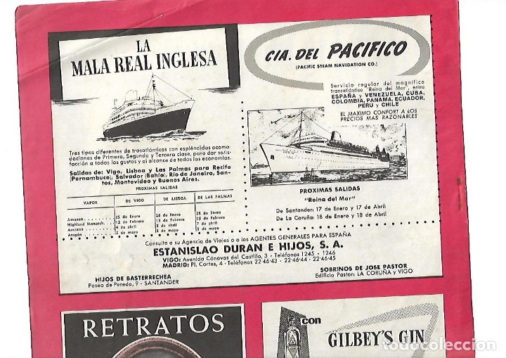 Coleccionismo: A&Ntilde;O 1959 PUBLICIDAD LA MALA REAL INGLESA COMPA&Ntilde;IA DEL PACIFICO ESTANISLAO DURAN BASTERRECHEA