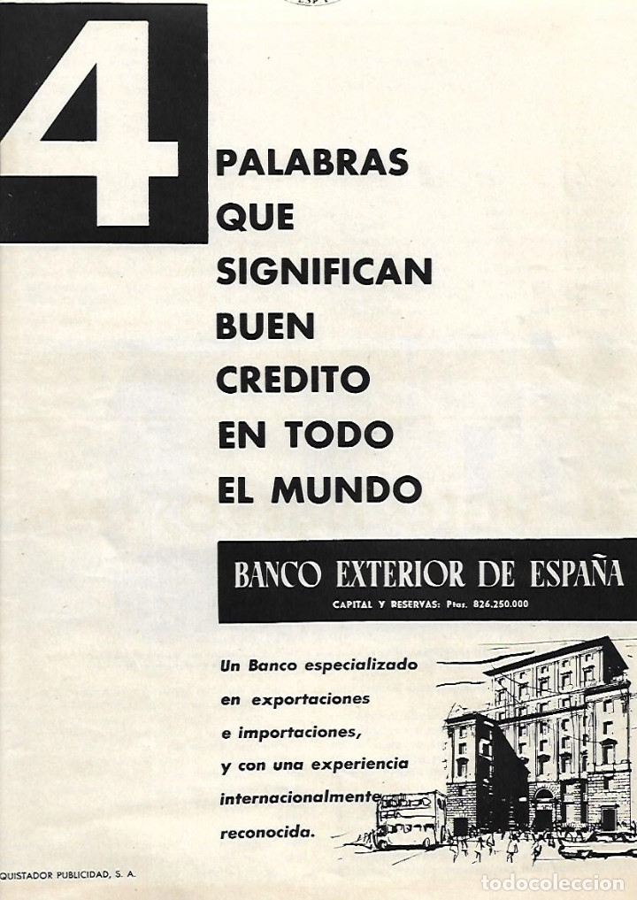 Collectionnisme: A&Ntilde;O 1959 PUBLICIDAD BANCO EXTERIOR DE ESPA&Ntilde;A CREDITO CONQUISTADOR PUBLICIDAD