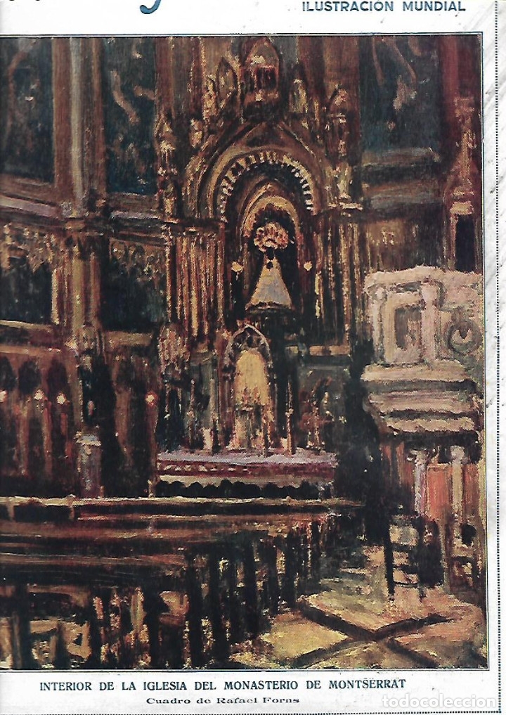 Collezionismo: A&Ntilde;O 1919 RECORTE PRENSA PINTURA LAMINA REPRODUCCION INTERIOR IGLESIA MONTSERRAT CUADRO RAFEL FORNS