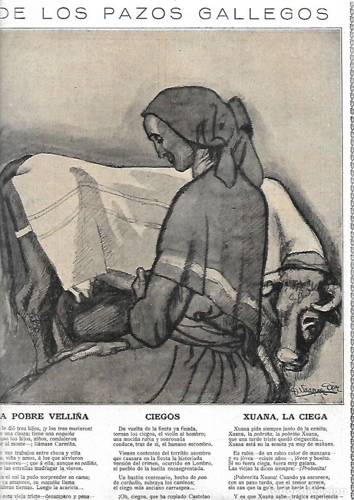 Collezionismo: A&Ntilde;O 1919 POESIA GALICIA PAZOS  POBRE VELLI&Ntilde;A CIEGOS XUANA LA CIEGA XAVIER BOVEDA DIBUJO VAZQUEZ DIAZ