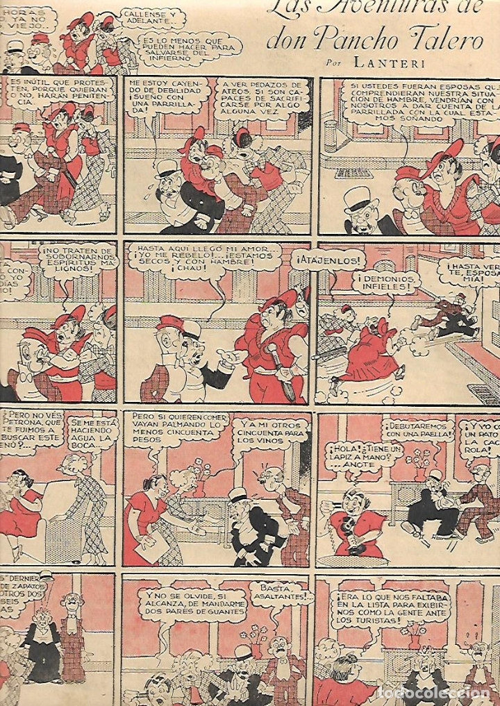 Colecionismo: A&Ntilde;O 1934 RECORTE PRENSA HUMOR TIRA COMICA DIBUJO LAS AVENTURAS DE DON PANCHO TALERO POR LANTERI
