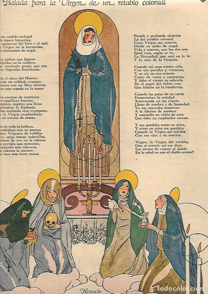 Collezionismo: &Ntilde;O 1934 POESIA BALADA PARA LA VIRGEN DE UN RETABLO COLONIAL HORACIO REGA MOLINA DIBUJO RODOLFO CLARO