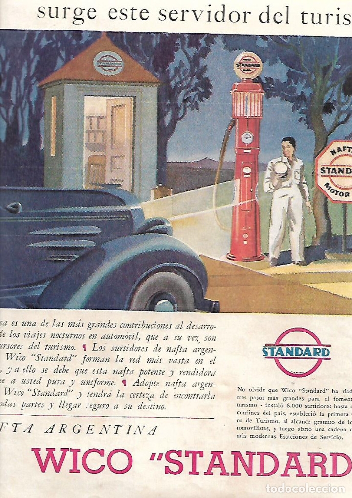 Collezionismo: A&Ntilde;O 1934 RECORTE PRENSA PUBLICIDAD NAFTA ARGENTINA GASOLINA WICO STANDARD MOTOR OIL