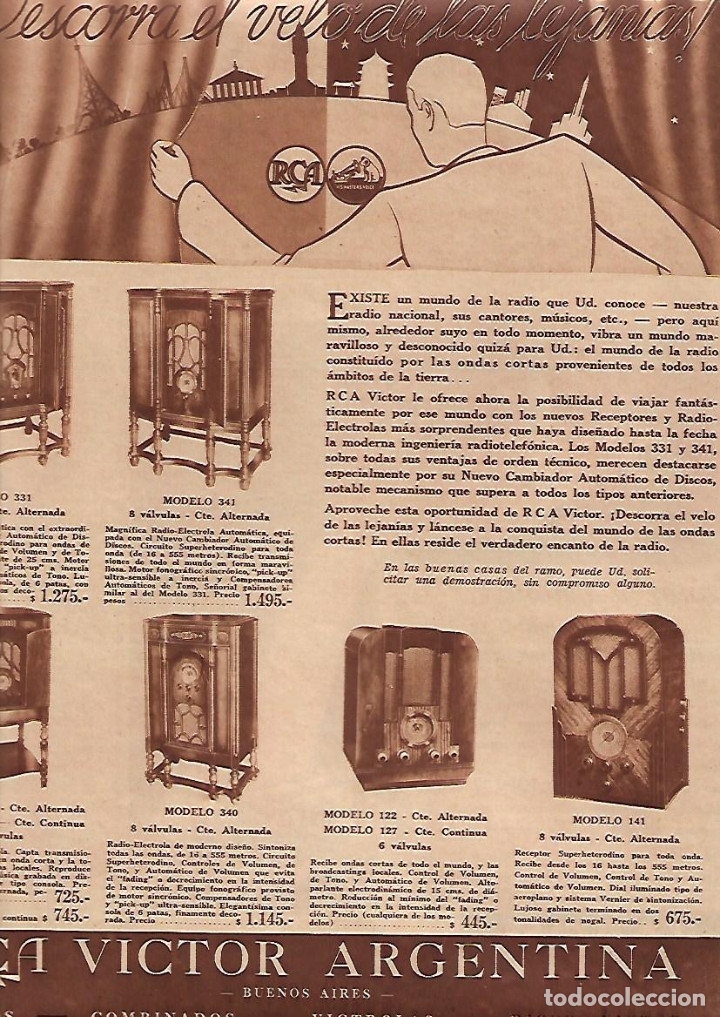 Collezionismo: A&Ntilde;O 1934 RECORTE PRENSA PUBLICIDAD RCA VICTOR ARGENTINA RADIO