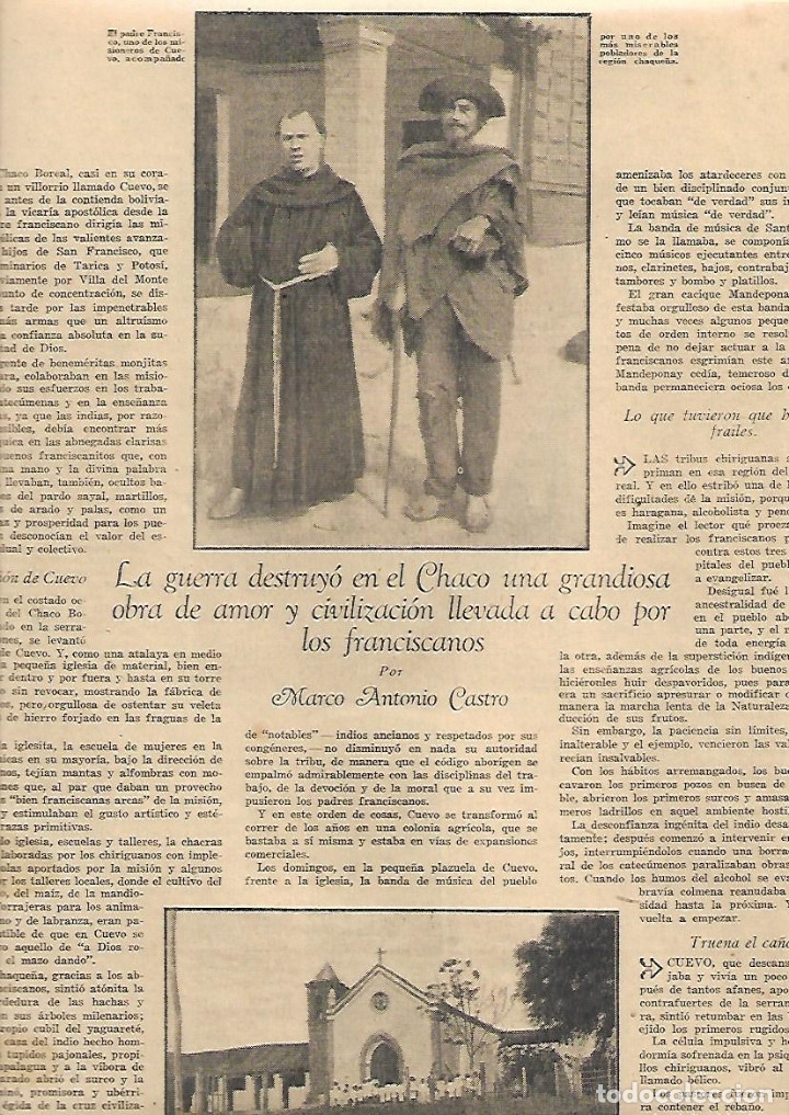 Collezionismo: A&Ntilde;O 1934  ARGENTINA MISIONES EL CHACO CUEVO FRANCISCANOS ABORIGENES ESCUELA  DESTRUCCION GUERRA