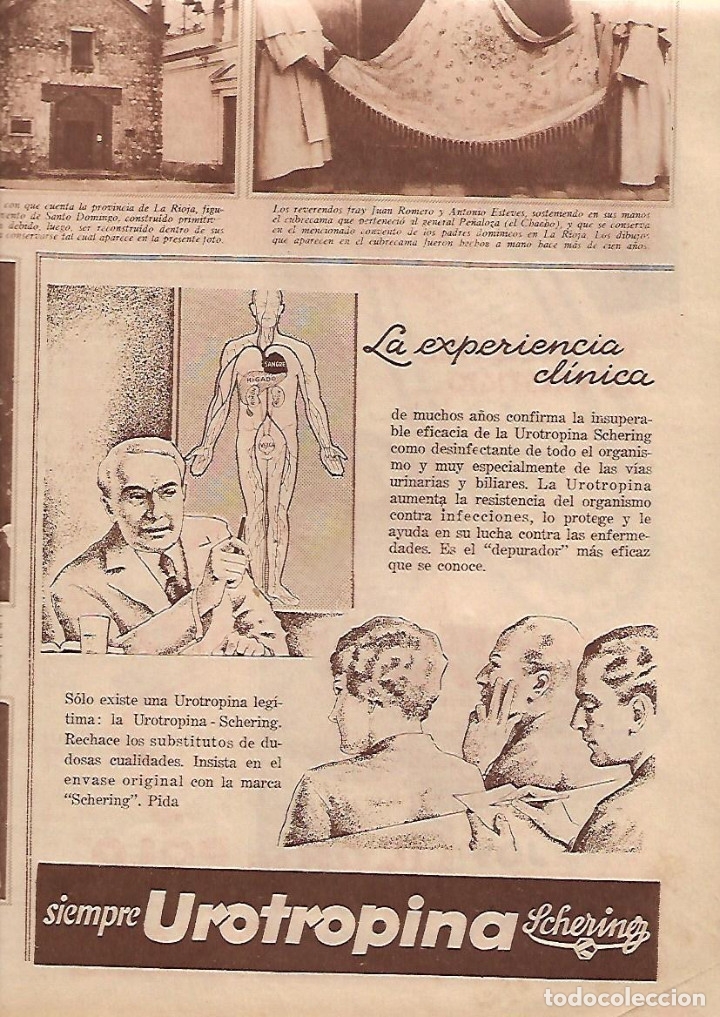 Collezionismo: A&Ntilde;O 1934 RECORTE PRENSA PUBLICIDAD UROTROPINA SCHERING PRODUCTOS FARMACEUTICOS
