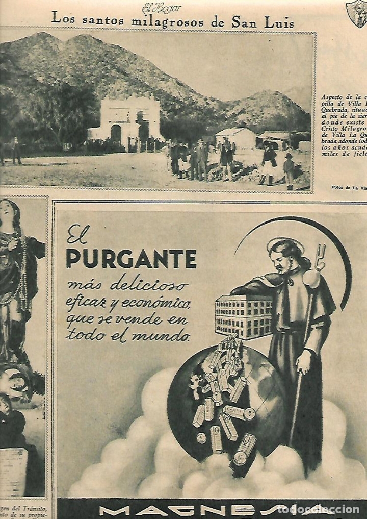 Collezionismo: A&Ntilde;O 1934 RECORTE PRENSA SAN LUIS CRISTO MILAGROSO VILLA LA QUEBRADA VIRGEN DEL TRANSITO