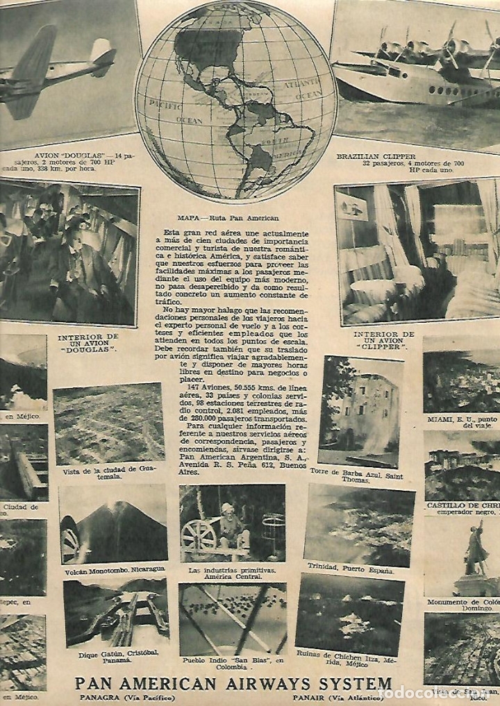 Collezionismo: A&Ntilde;O 1934 RECORTE PRENSA PUBLICIDAD PAN AMERICAN AIRWAYS SYSTEM COMPA&Ntilde;IA AVIACION