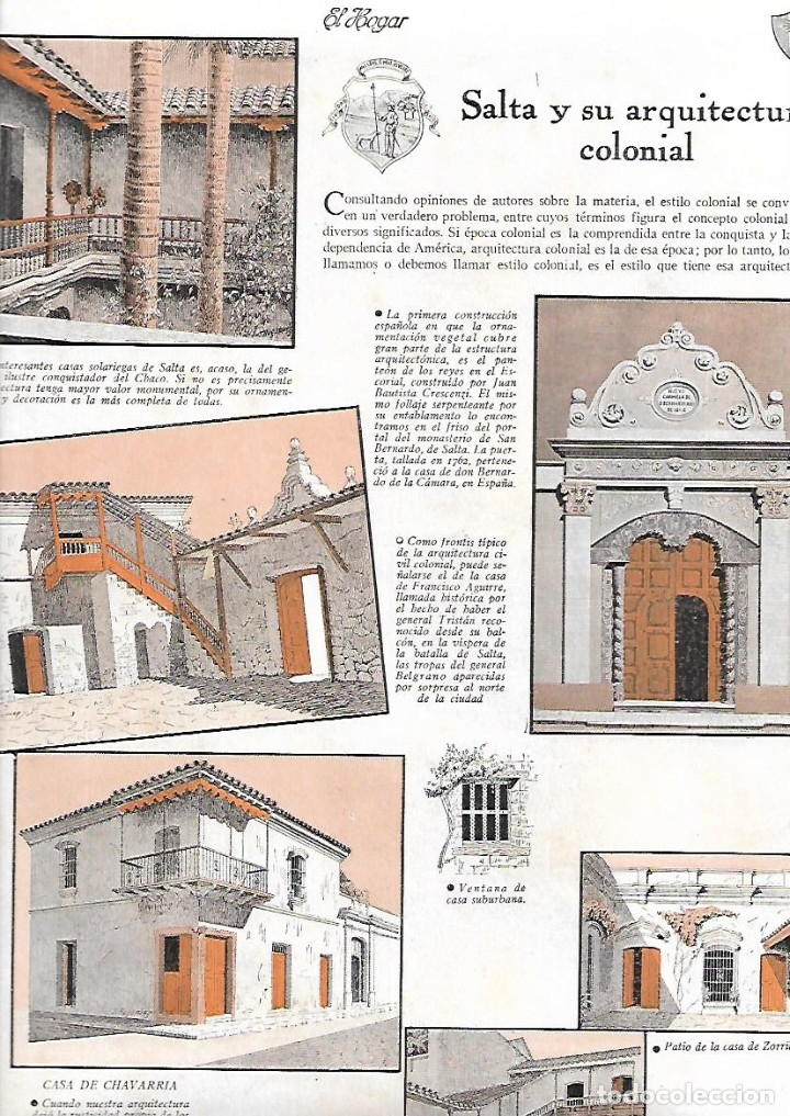 Coleccionismo: A&Ntilde;O 1934 RECORTE PRENSA ARGENTINA SALTA Y SU ARQUITECTURA COLONIAL