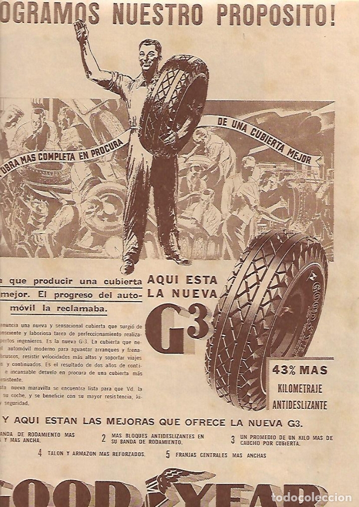 Collezionismo: A&Ntilde;O 1934 RECORTE PRENSA PUBLICIDAD NEUMATICOS GOODYEAR GOOD YEAR INDUSTRIA ARGENTINA