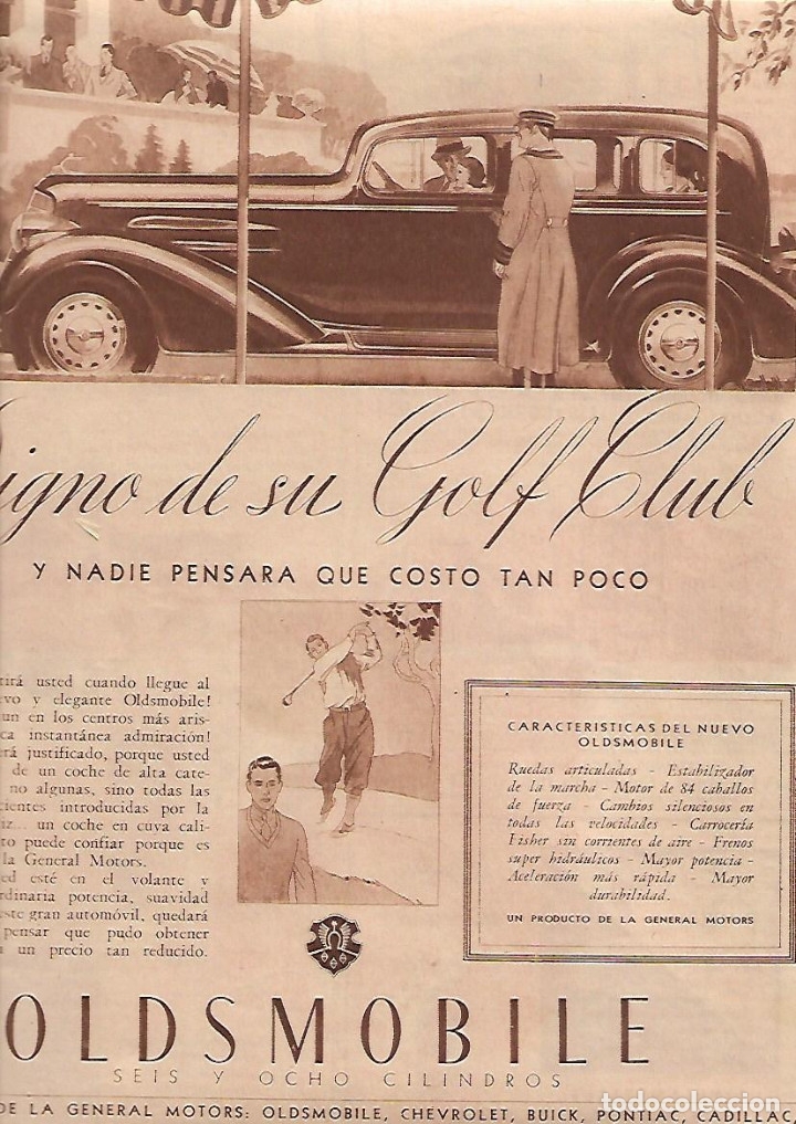 Collectionnisme: A&Ntilde;O 1934 RECORTE PRENSA PUBLICIDAD OLDSMOBILE AUTOMOVIL COCHE