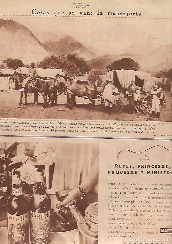 Collezionismo: A&Ntilde;O 1934 RECORTE PRENSA FOTOS ANTIGUAS ARGENTINA LA MENSAJERIA CARRETAS DILIGENCIA CORREOS