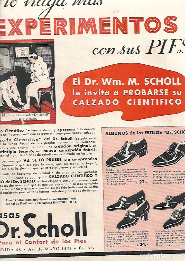 Collezionismo: A&Ntilde;O 1934 RECORTE PRENSA PUBLICIDAD CALZADO CIENTIFICO DOCTOR DR. SCHOLL CONFORT CUIDADO PIES