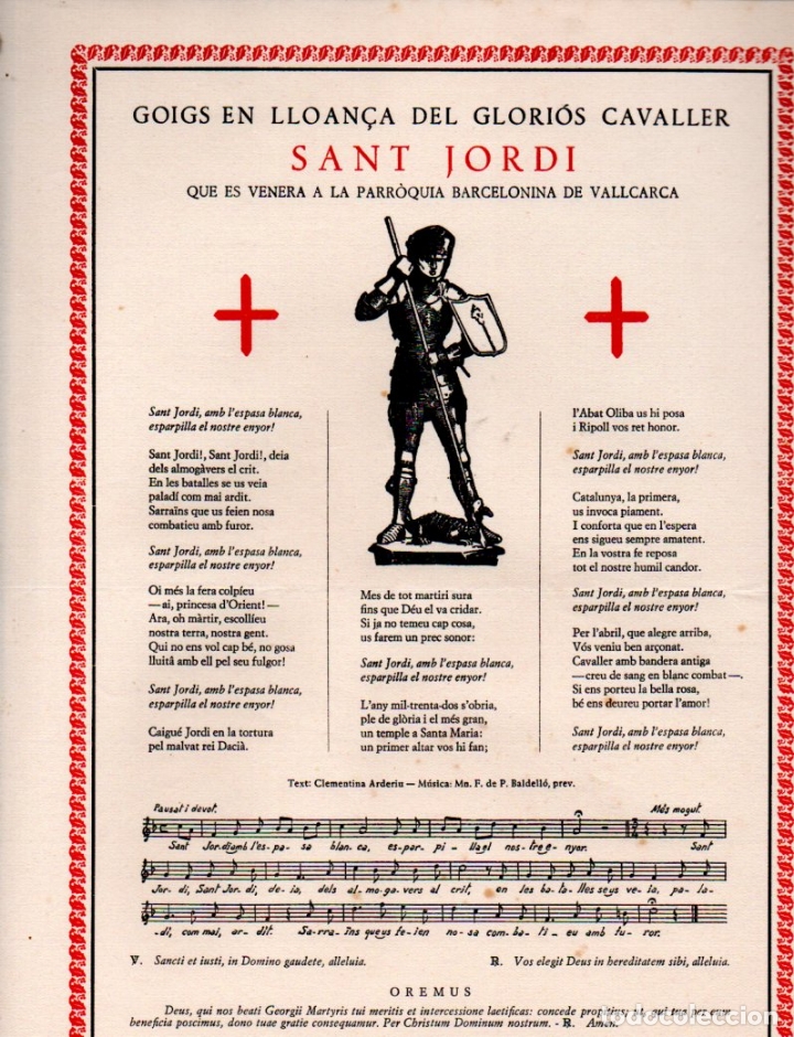 Collezionismo: GOIGS AL GLORI&Oacute;S CAVALLER SANT JORDI QUE ES VENERA A LA PARR&Ograve;QUIA DE VALLCARCA (TORRELL DE REUS1964)