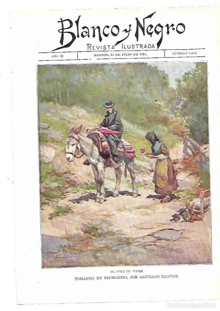 Collezionismo: A&Ntilde;O 1913 RECORTE PRENSA PINTURA DIBUJO REPRODUCCION EL CURA DE LA ALDEA SANTIAGO REGIDOR