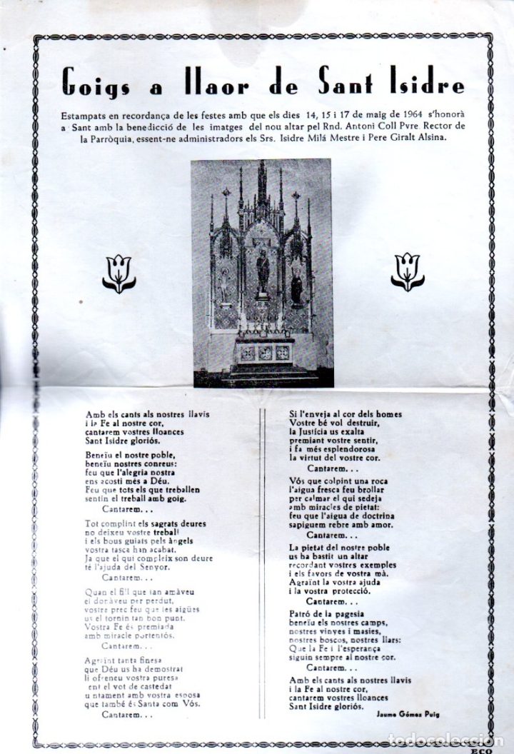 Collezionismo: GOIGS DE SANT ISIDRE (1964)