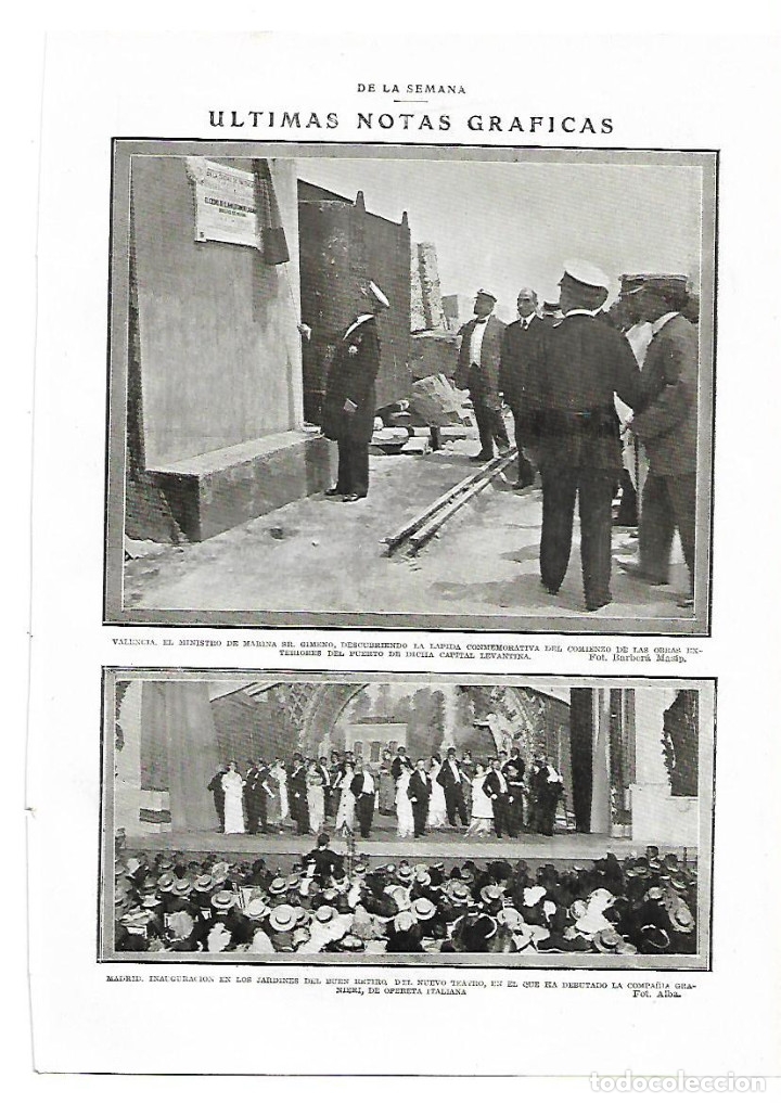 Collezionismo: A&Ntilde;O 1913 RECORTE PRENSA VALENCIA DESCUBRIMIENTO LAPIDA COMIENZO OBRAS EXTERIORES DEL PUERTO
