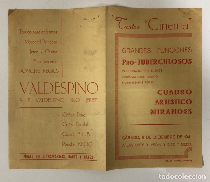 Collectionnisme: PROGRAMA DEL TEATRO CINEMA. A&Ntilde;O 1941. EL CONFLICTO DE MERCEDES. VER FOTOS
