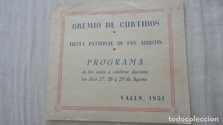 Coleccionismo: PROGRAMA.GREMIO CURTIDORES.FIESTA SAN AGUSTIN.VALLS 1951.MOCAMBO CUBAN.JOSE BALDRICH.