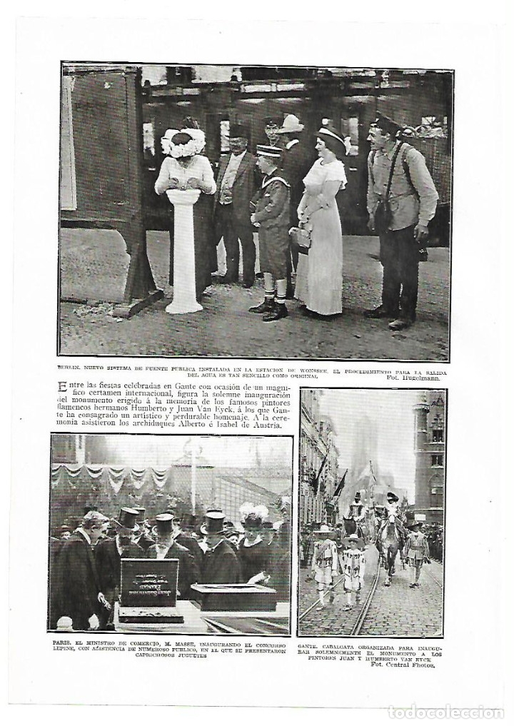 Collezionismo: A&Ntilde;O 1913 RECORTE PRENSA PARIS INAUGURACION CONCURSO LEPINE GANTE PINTURA MONUMETO PINTORES VAN EYCK
