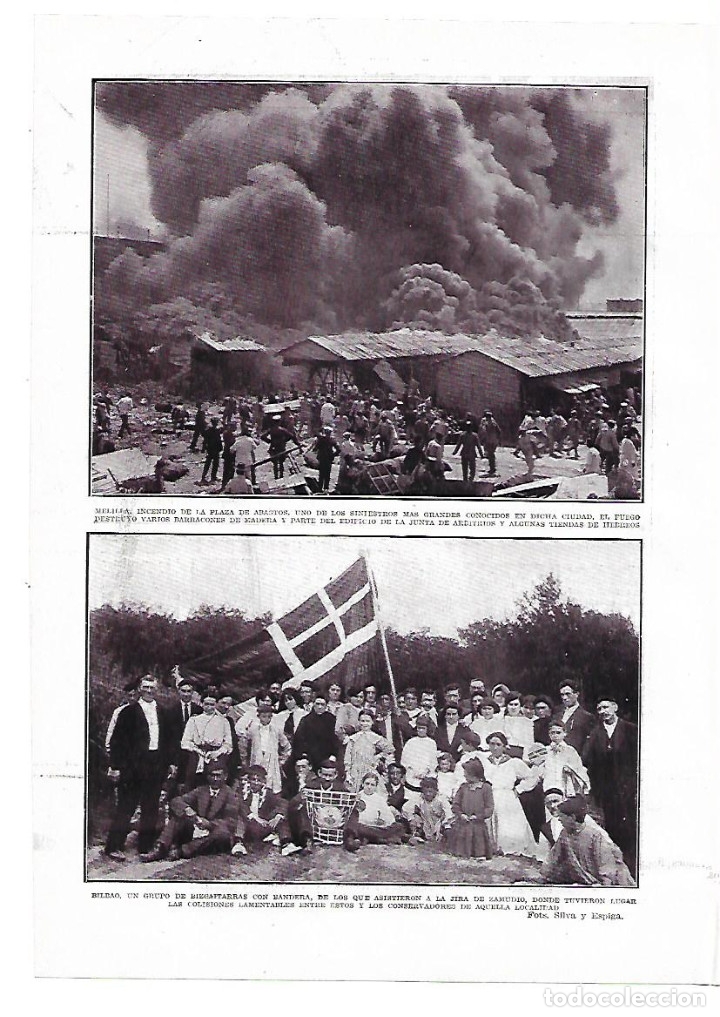 Collezionismo: A&Ntilde;O 1913 RECORTE PRENSA BILBAO GRUPO BIZCAITARRAS CON BANDERA JIRA DE ZAMUDIO