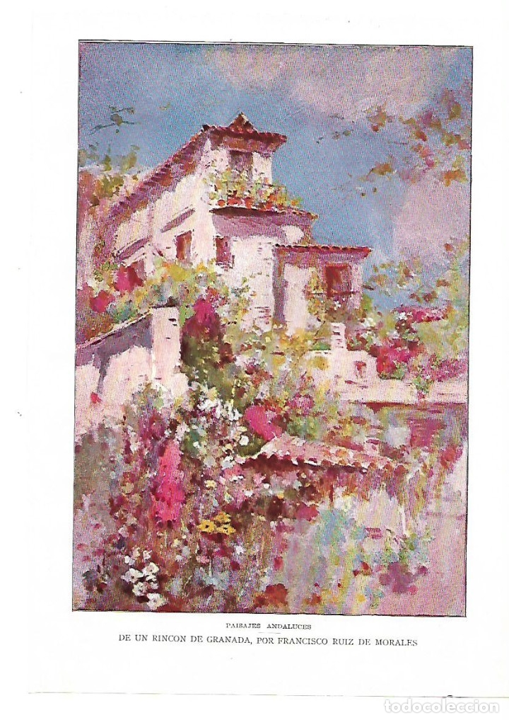 Collecting paper: A&Ntilde;O 1913 RECORTE PRENSA PINTURA DIBUJO REPRODUCCION  UN RINCON DE GRANADA FRANCISCO RUIZ DE MORALES