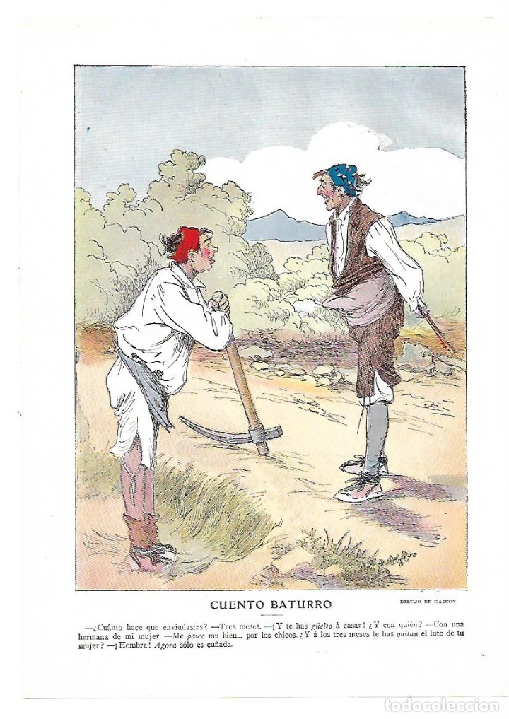 Collectionnisme: A&Ntilde;O 1913 RECORTE PRENSA HUMOR CHISTE CUENTO BATURRO DIBUJO DE GASCON