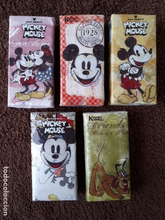 Coleccionismo: Lote de cinco paquetes de pa&ntilde;uelos de papel - Mickey Mouse - Kartika