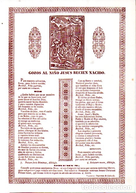 Collezionismo: GOIGS GOZOS AL NI&Ntilde;O JES&Uacute;S RECI&Eacute;N NACIDO. LA FLORESTA, BARCELONA (1975)