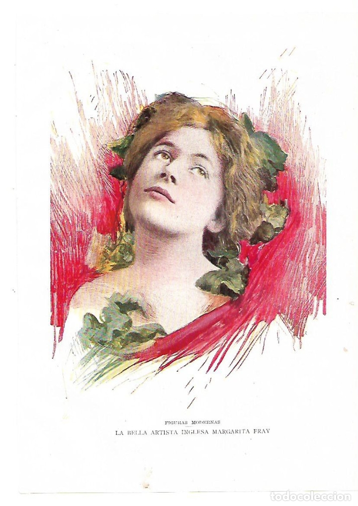 Colecionismo: A&Ntilde;O 1913 RECORTE PRENSA RETRATO FOTOGRAFIA COLOR MARGARITA FRAY ARTISTA INGLESA