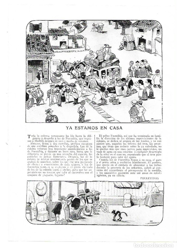 Collezionismo: A&Ntilde;O 1913 RECORTE PRENSA RELATO CORTO HUMOR YA ESTAMOS EN CASA PIFARTITOS DIBUJO CARICATURA TOVAR