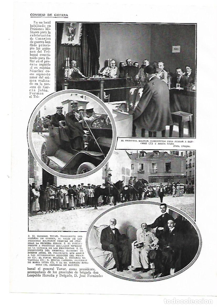 Collectionnisme: A&Ntilde;O 1913 RECORTE PRENSA CRIMEN DE JALON RECONSTRUCCION CONSEJO DE GUERRA MARIA LUISA SANCHEZ