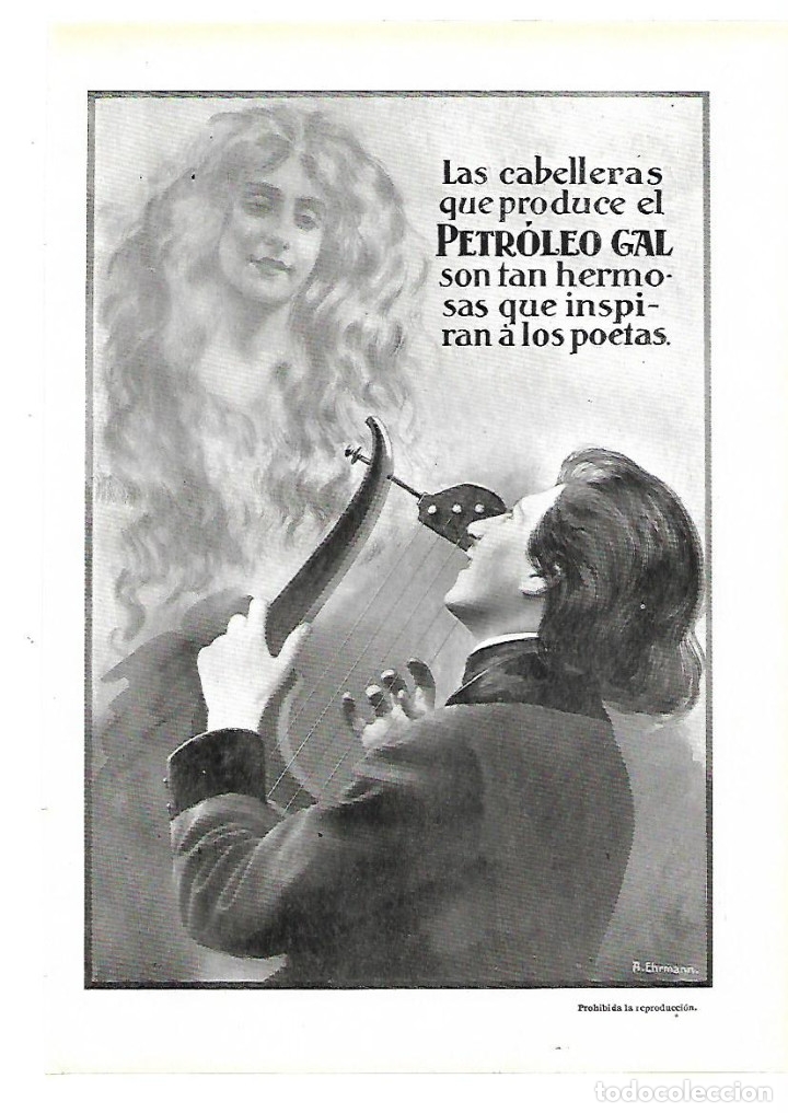 Sammelleidenschaft Papier: A&Ntilde;O 1913 RECORTE PRENSA PUBLICIDAD PETROLEO GAL PARA EL CABELLO