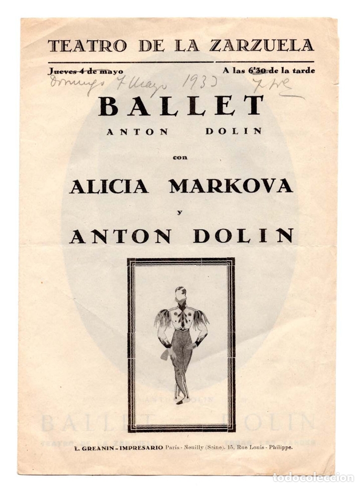 Coleccionismo: PROGRAMA DE TEATRO DE LA ZARZUELA - BALLETS ANTON DOLIN - 1933 - Foto 2