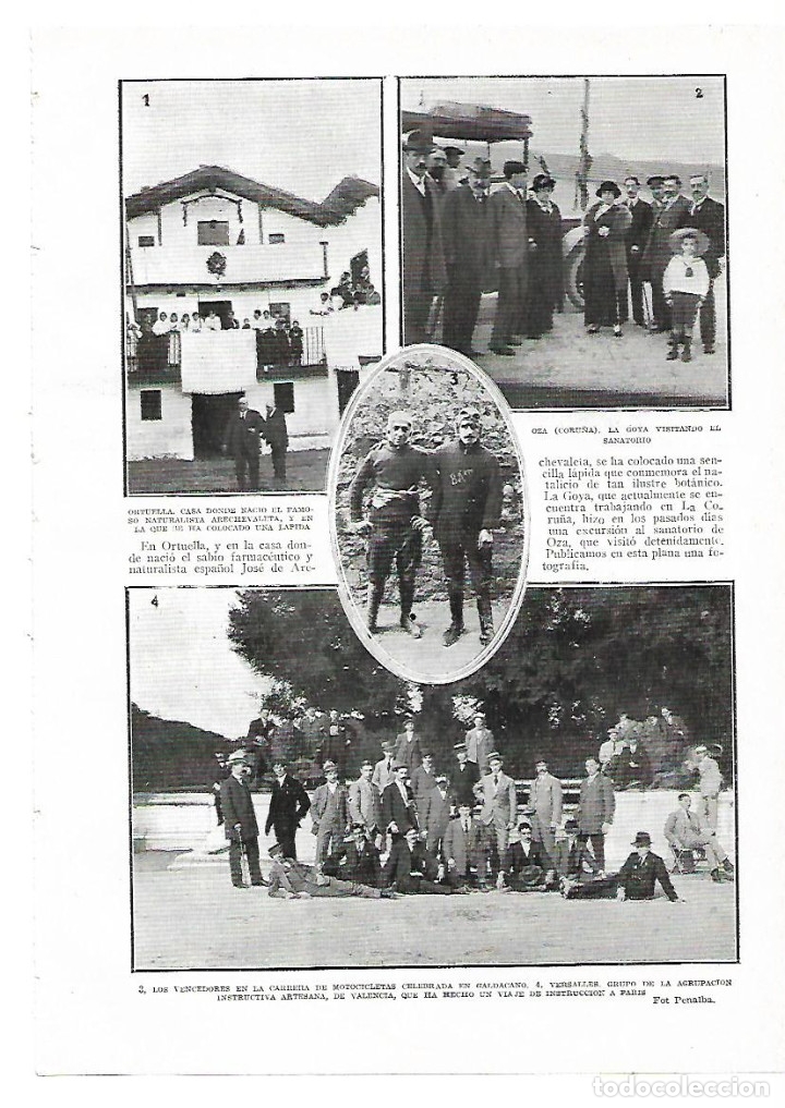 Coleccionismo: A&Ntilde;O 1913 RECORTE PRENSA ORTUELLA FOTOGRAFIA CASA NATAL FARMACEUTICO ARECHEVALETA LAPIDA HOMENAJE