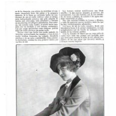 Coleccionismo: AÑO 1913 RECORTE PRENSA MODA FEMENINA BOINA ESTUDIANTE TERCIOPELO PIEL CREACION CASA ADRIENNE