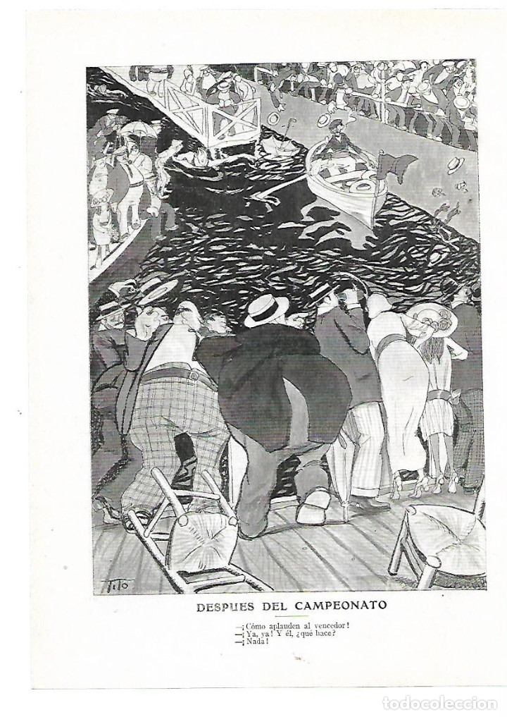 Collectionnisme: A&Ntilde;O 1913 RECORTE PRENSA HUMOR CHISTE DIBUJO CARICATURA DESPUES DEL CAMPEONATO POR TITO