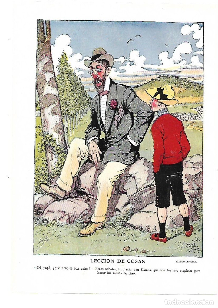 Colecionismo: A&Ntilde;O 1913 RECORTE PRENSA HUMOR CHISTE LECCION DE COSAS DIBUJO DE CILLA