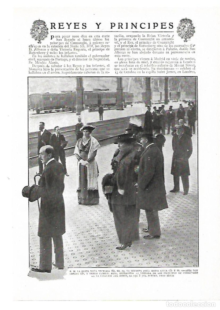 Sammelleidenschaft Papier: A&Ntilde;O 1913 RECORTE PRENSA LA REINA VICTORIA EN LA ESTACION DEL NORTE MADRID TREN FERROCARRIL